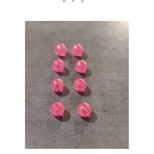 Lot de 8 perles rondes  8 mm acryliques