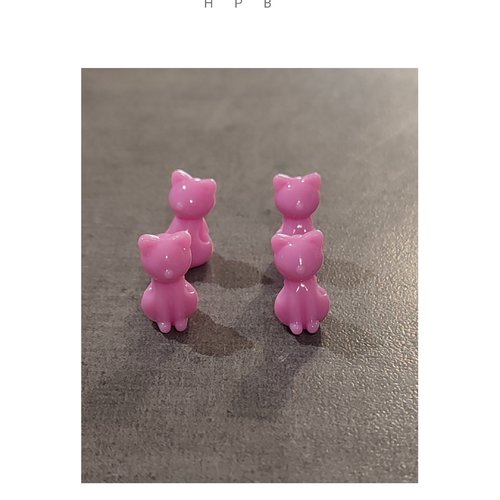 Lot de 4 perles chats acryliques