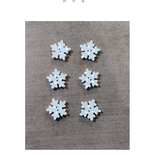 Lot de 6 boutons flocons en bois