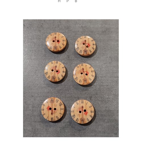 Lot de 6 boutons en bois
