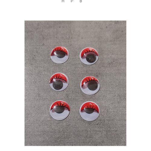 Lot de 6 cabochons yeux mobiles en plastique