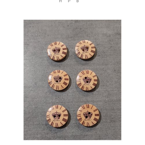 Lot de 6 boutons en bois