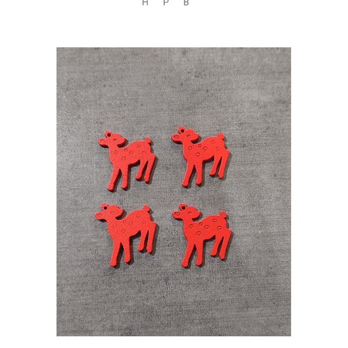 Lot de 4 breloques faon en bois