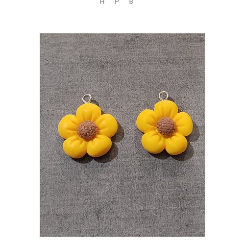 Lot de 2 breloques résine fleur