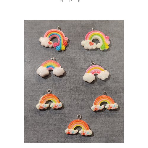 Assortiment de breloques résine arc en ciel