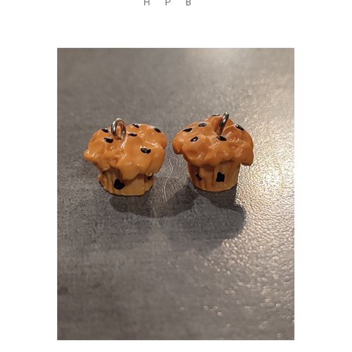 Lot de 2 breloques résine muffin