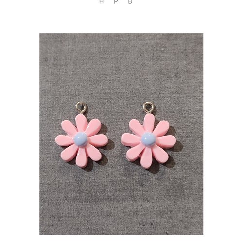 Lot de 2 breloques résine fleur