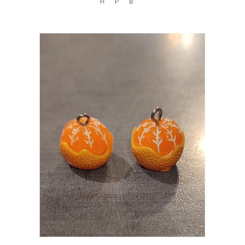Lot de 2 breloques résine orange
