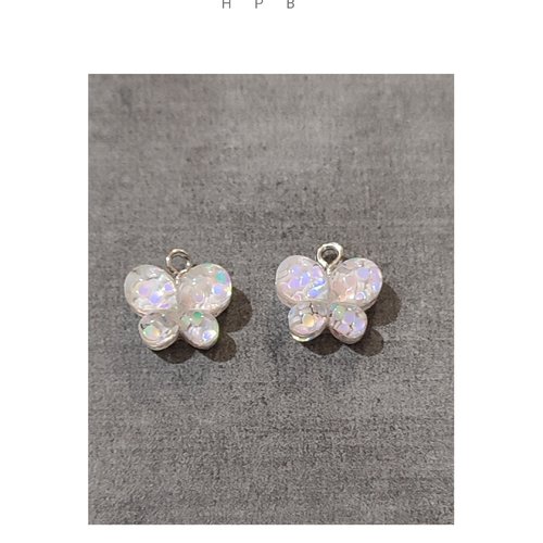 Lot de 2  breloques en résine en forme de papillon