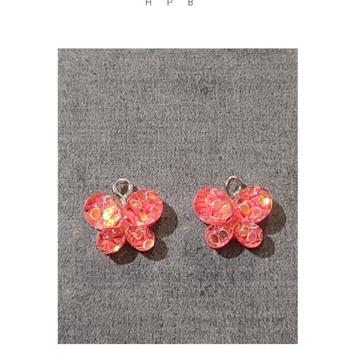 Lot de 2  breloques en résine en forme de papillon