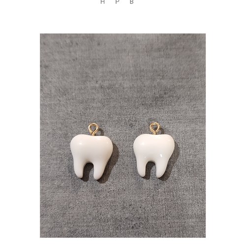 Lot de 2 breloques résine dent