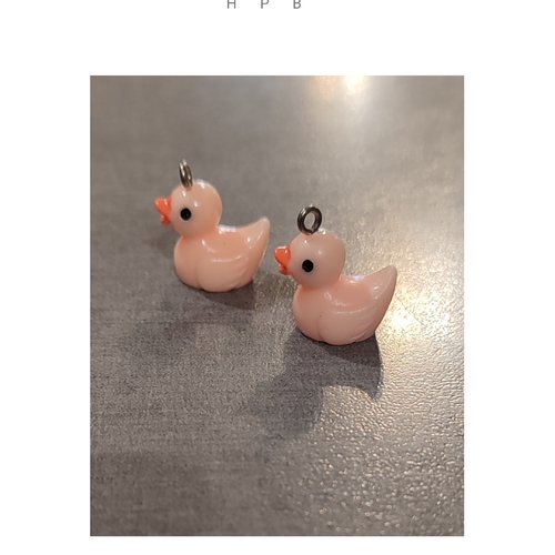 Lot de 2 breloques résine canard