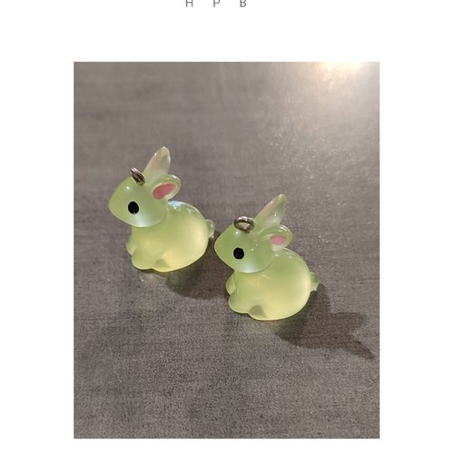 Lot de 2 breloques résine lapin