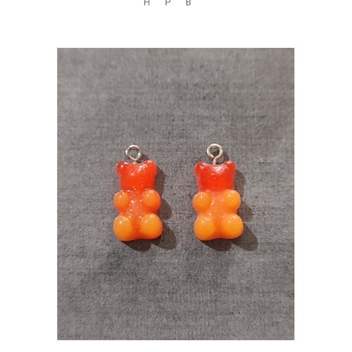 Lot de 2 breloques acryliques oursons