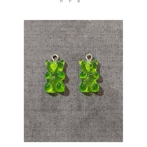 Lot de 2 breloques acryliques oursons
