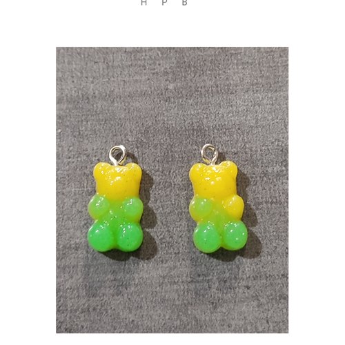 Lot de 2 breloques acryliques oursons