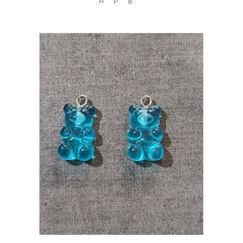 Lot de 2 breloques acryliques oursons