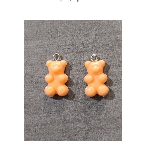 Lot de 2 breloques acryliques oursons