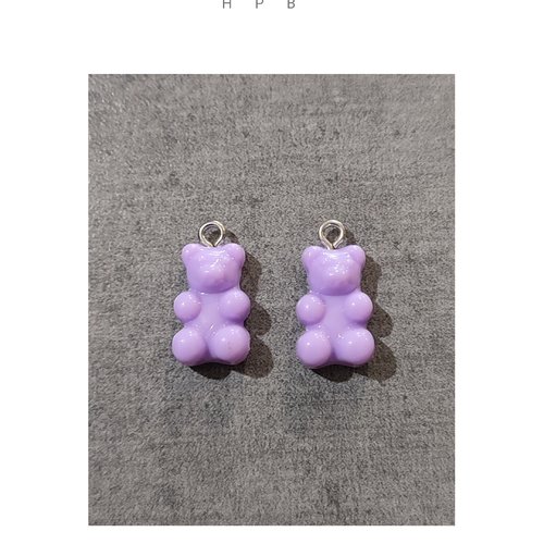 Lot de 2 breloques acryliques oursons