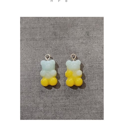 Lot de 2 breloques acryliques oursons