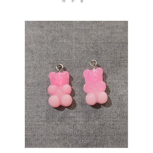 Lot de 2 breloques acryliques oursons