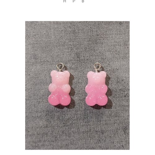 Lot de 2 breloques acryliques oursons