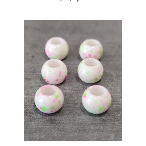 Lot de 6 perles rondes acryliques 10 mm