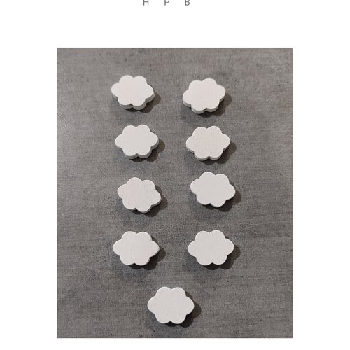 Lot de 9 perles nuage en bois
