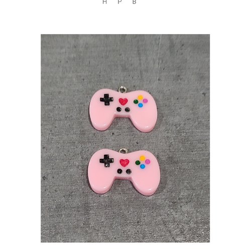 Lot de 2 breloques résine manettes