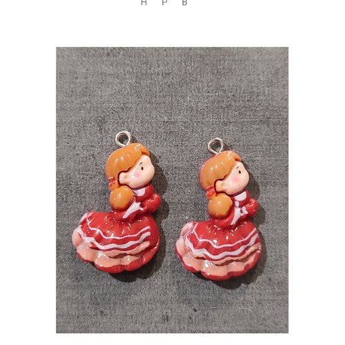 Lot de 2 breloques résine princesse