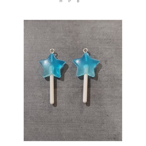 Lot de 2 breloques résine sucette