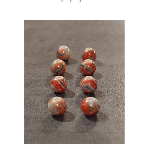 Lot de 8 perles rondes  8 mm acryliques