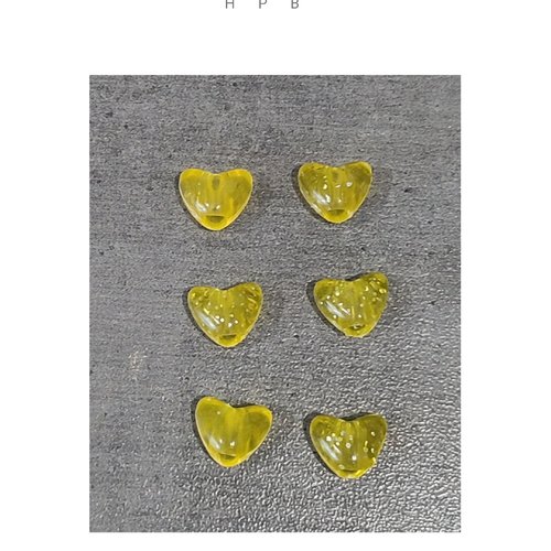 Lot de 6 perles coeurs pailletées