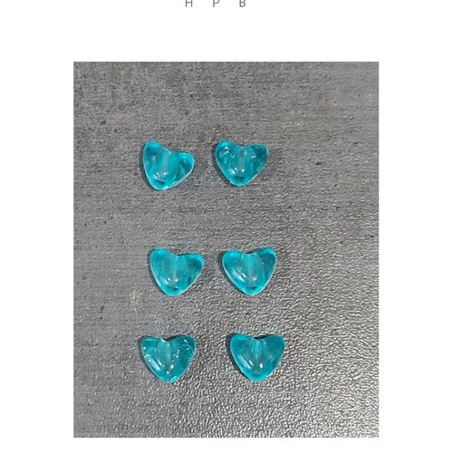 Lot de 6 perles coeurs pailletées