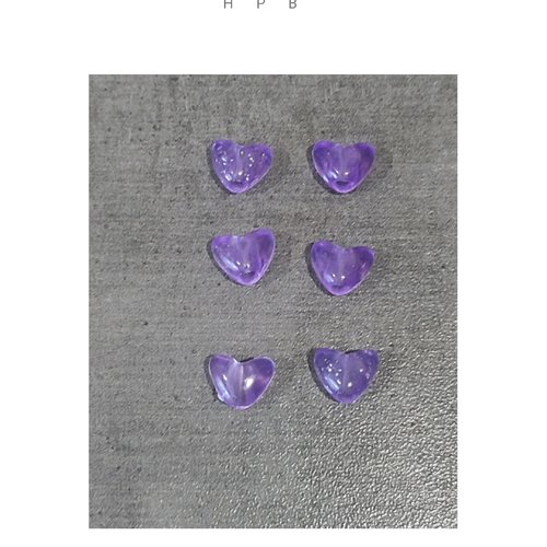 Lot de 6 perles coeurs pailletées