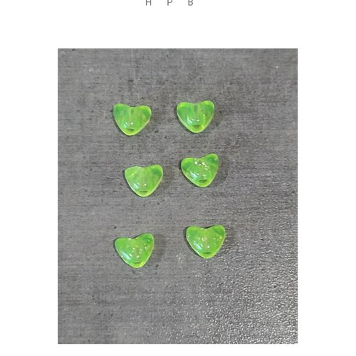 Lot de 6 perles coeurs pailletées