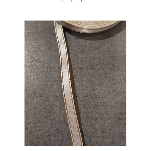 1 mètre de ruban satin 6 mm or et blanc