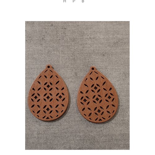 Lot de 2 grandes breloques en bois