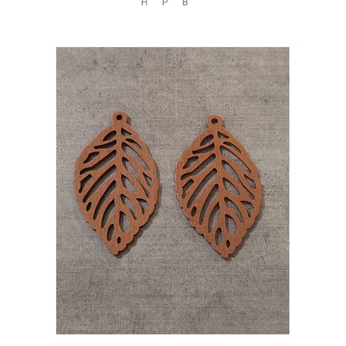 Lot de 2 grandes breloques en bois