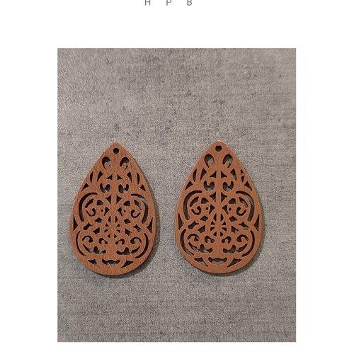 Lot de 2 grandes breloques en bois