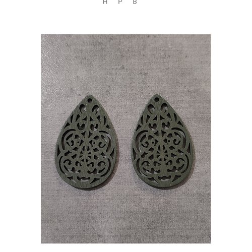 Lot de 2 grandes breloques en bois