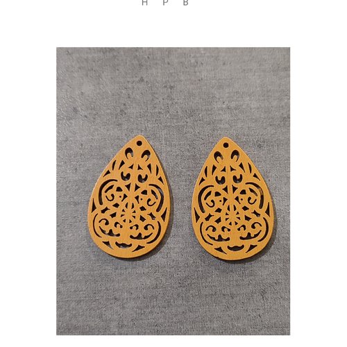 Lot de 2 grandes breloques en bois