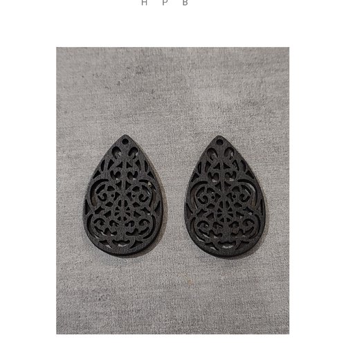 Lot de 2 grandes breloques en bois