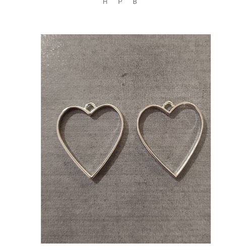 Lot de 2 pendentifs cadres coeurs