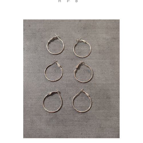 Lot de 3 paires de supports créoles 25 mm