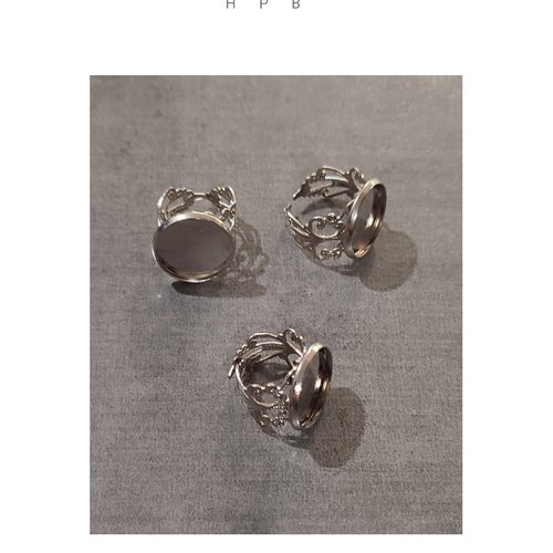 Lot de 3 supports de bague en métal argenté
