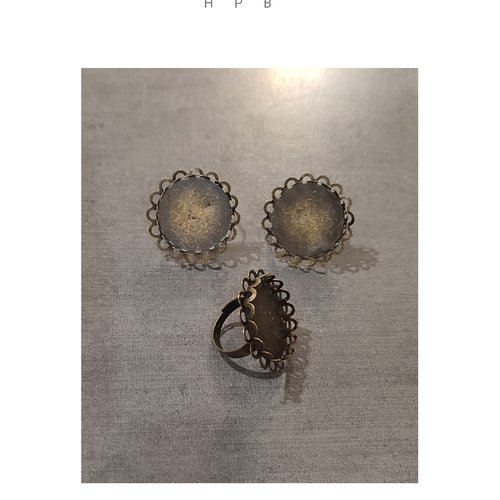 Lot de 3 supports de bague en métal bronze