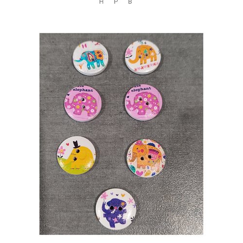 Assortiment de boutons en bois éléphant