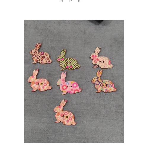 Assortiment de boutons en bois lapins