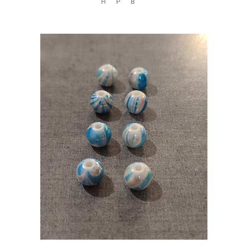 Lot de 8 perles rondes  8 mm acryliques